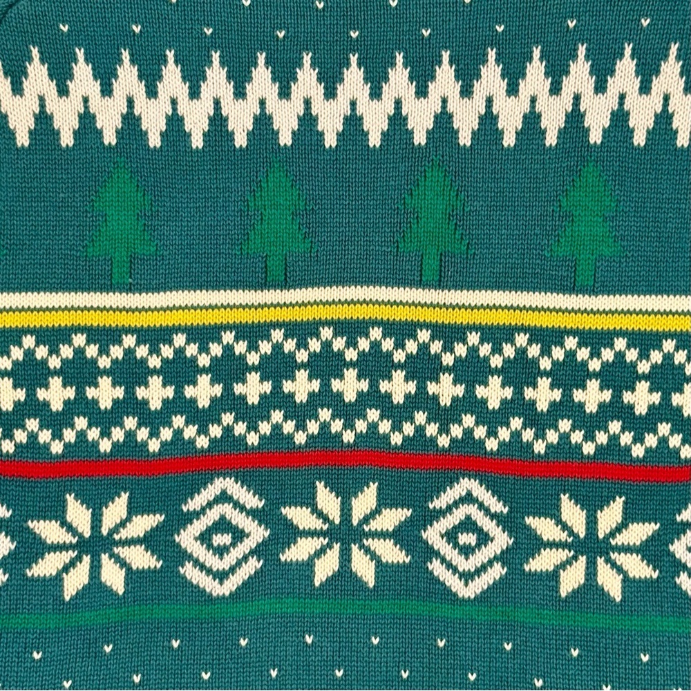 Hanna Andersson Fair Isle Sweater Boys 10 Girls Christmas Cotton Green Trees - Picture 2 of 5